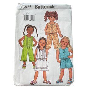 Butterick 3825 Sewing Pattern Size 6-7-8 Girls Top Skirt Shorts and Pants UNCUT